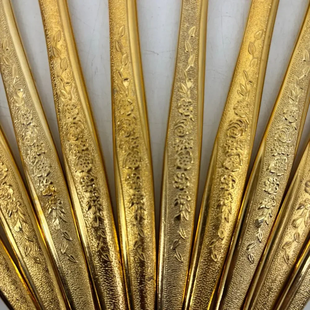 Golden Bouquet 14 Pcs Gold Tone Flatware Hollywood Regency Gold